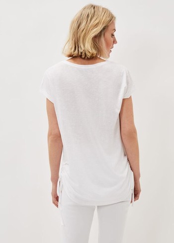 Phase Eight Jinny Ruched Side T Shirts White Canada | VECQDO-408